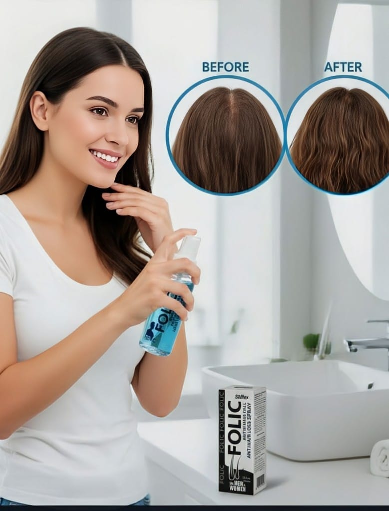 FOLIC Anti Hair Loss Spray - Organic Formula for Hair Growth & Thickness (120ml)"