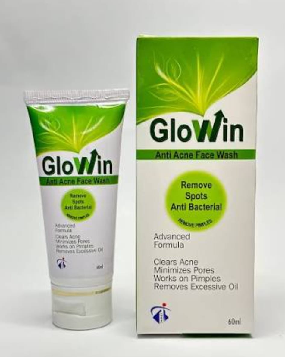 Glowin anti-acne face wash with packaging on a white background