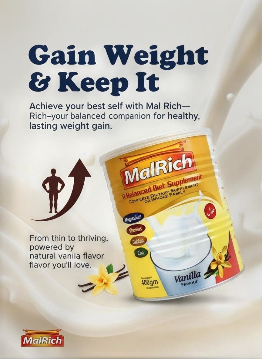 MalRich – Milk-Based Energy Supplement for Weight Gain, Strength & Wellness