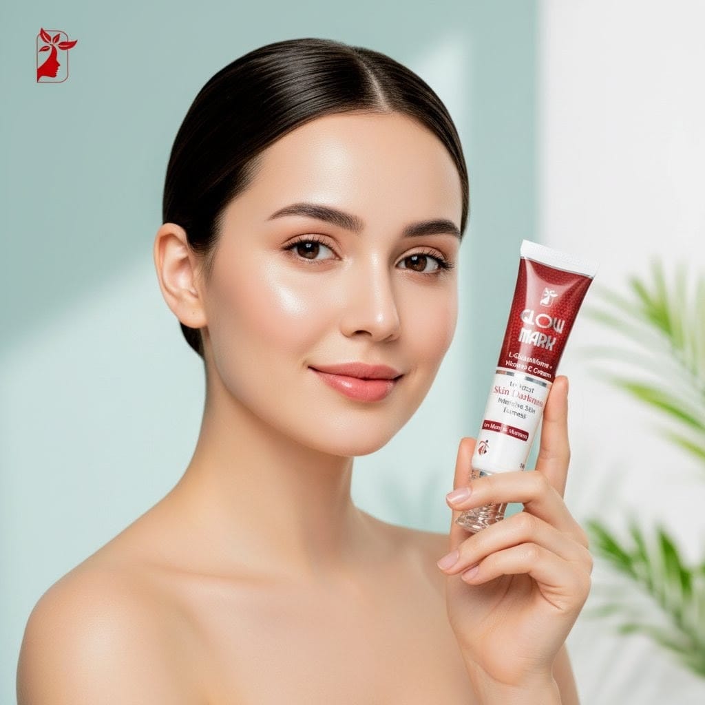 Glow mark L-Glutathione and Vitamin C Whitening Cream, an advanced skin brightening formula that lightens dark areas and promotes glowing, even-toned skin