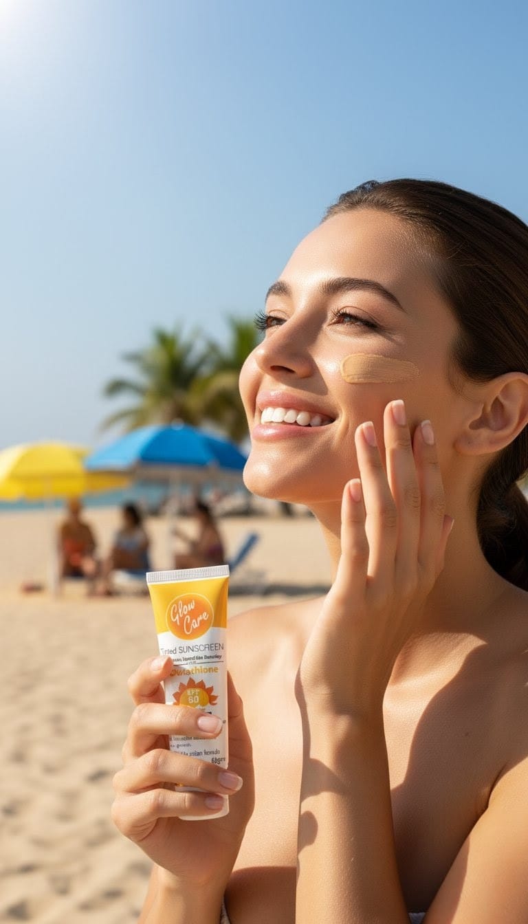 Glow Care Tinted Sunscreen – Broad Spectrum SPF with Glutathione