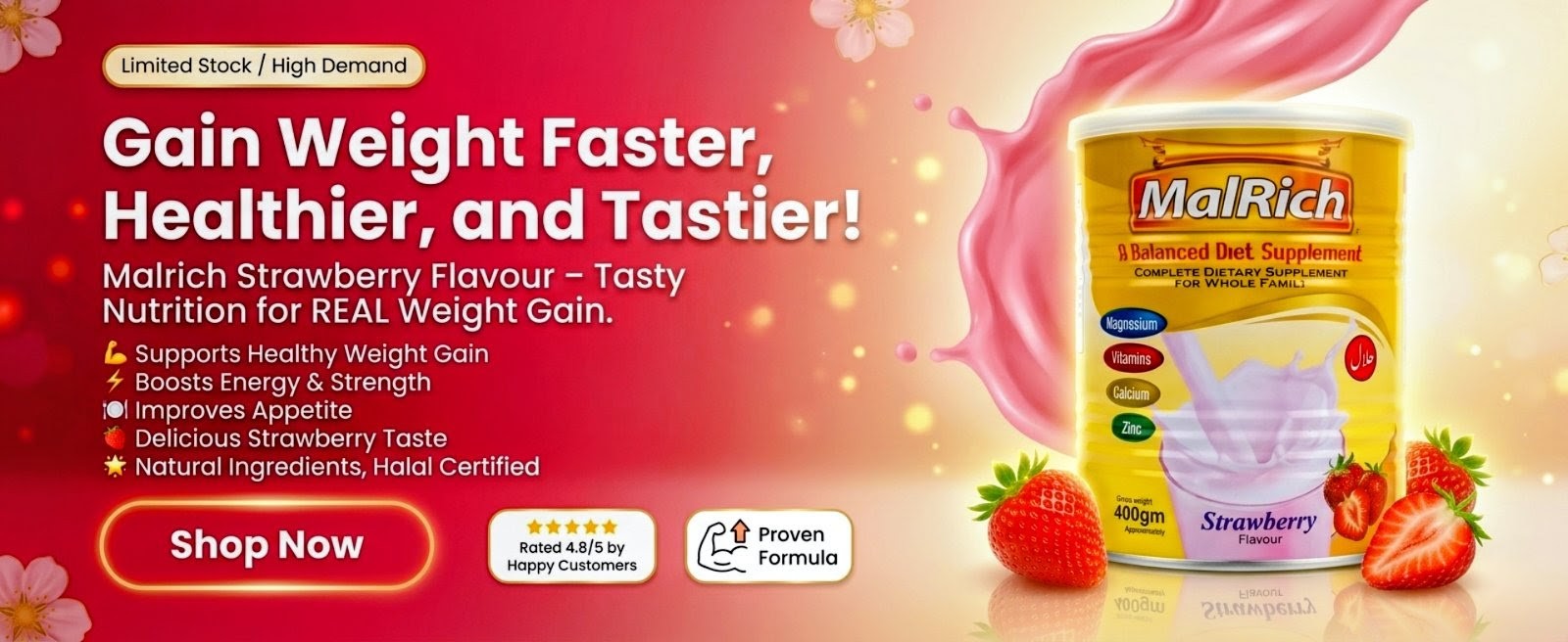 Malrich Diet Supplement Strawberry Flavor.