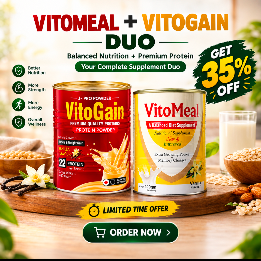 Vitomeal + Vito Gain Duo Pack – Nutrition & Weight Gain Supplement